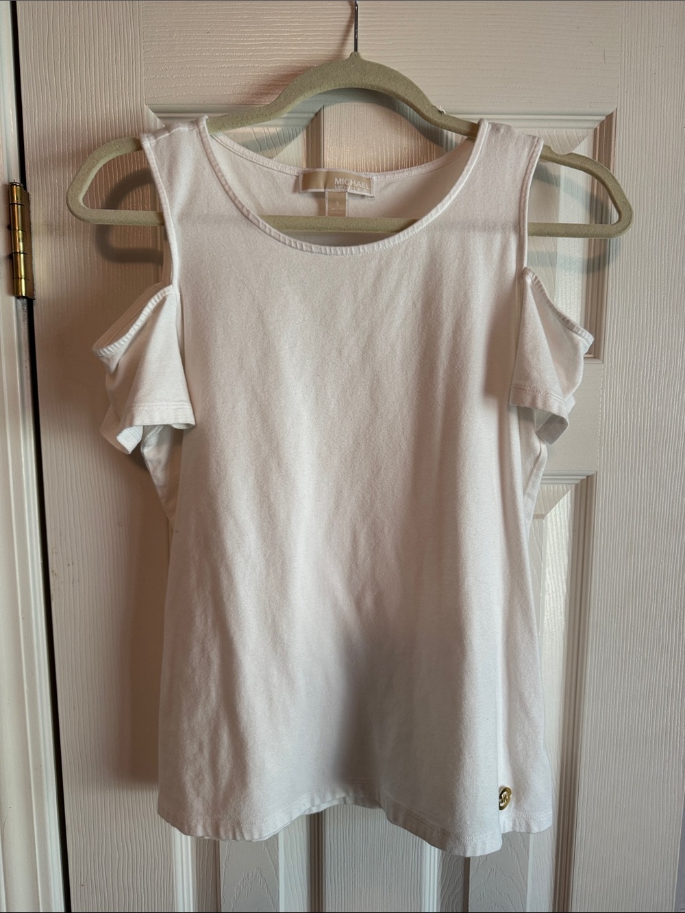 Michael Kors White Cold-Shoulder Cotton Tank